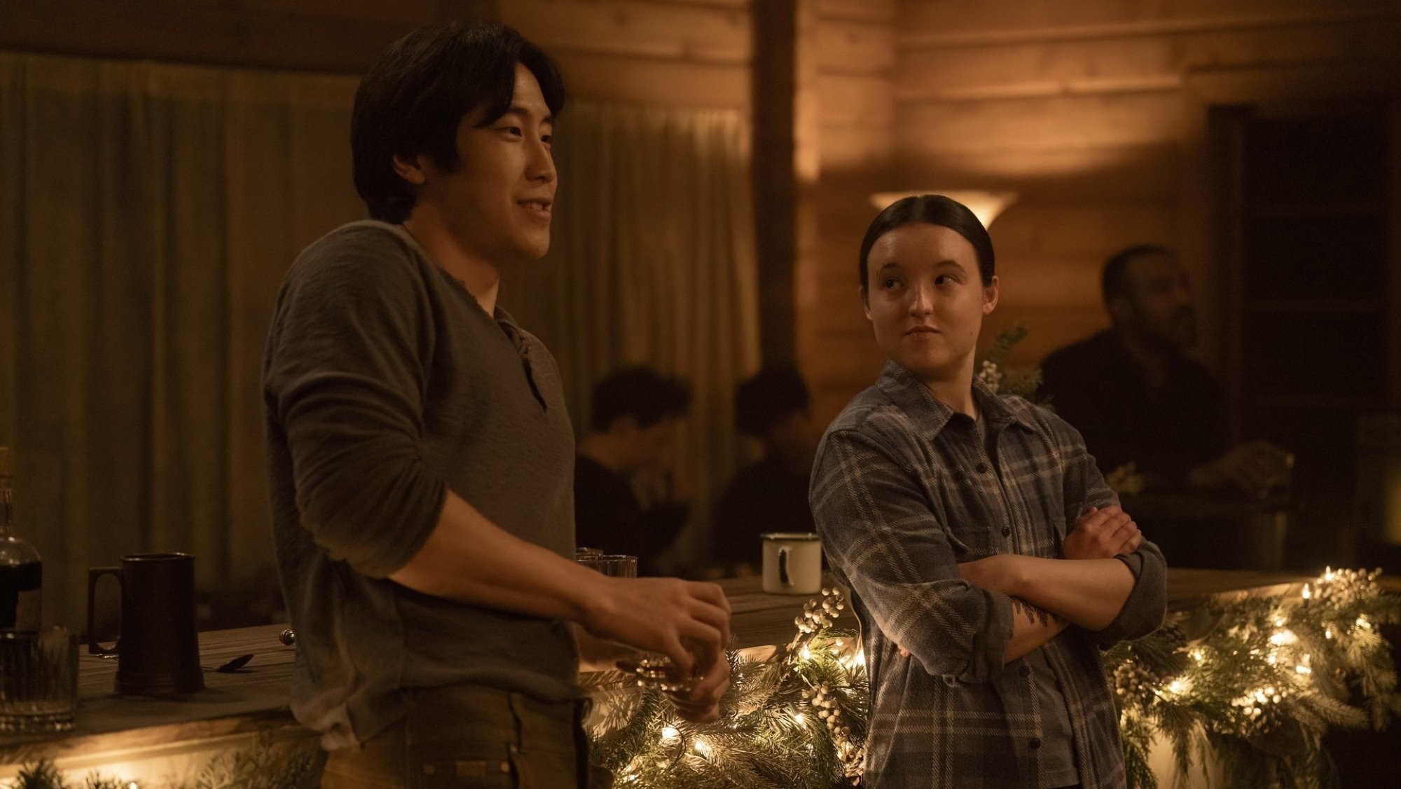 Young Mazino and Bella Ramsey as Jesse and Ellie in "The Last of Us."
