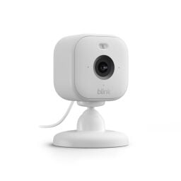 the white version of the blink mini 2 home security camera