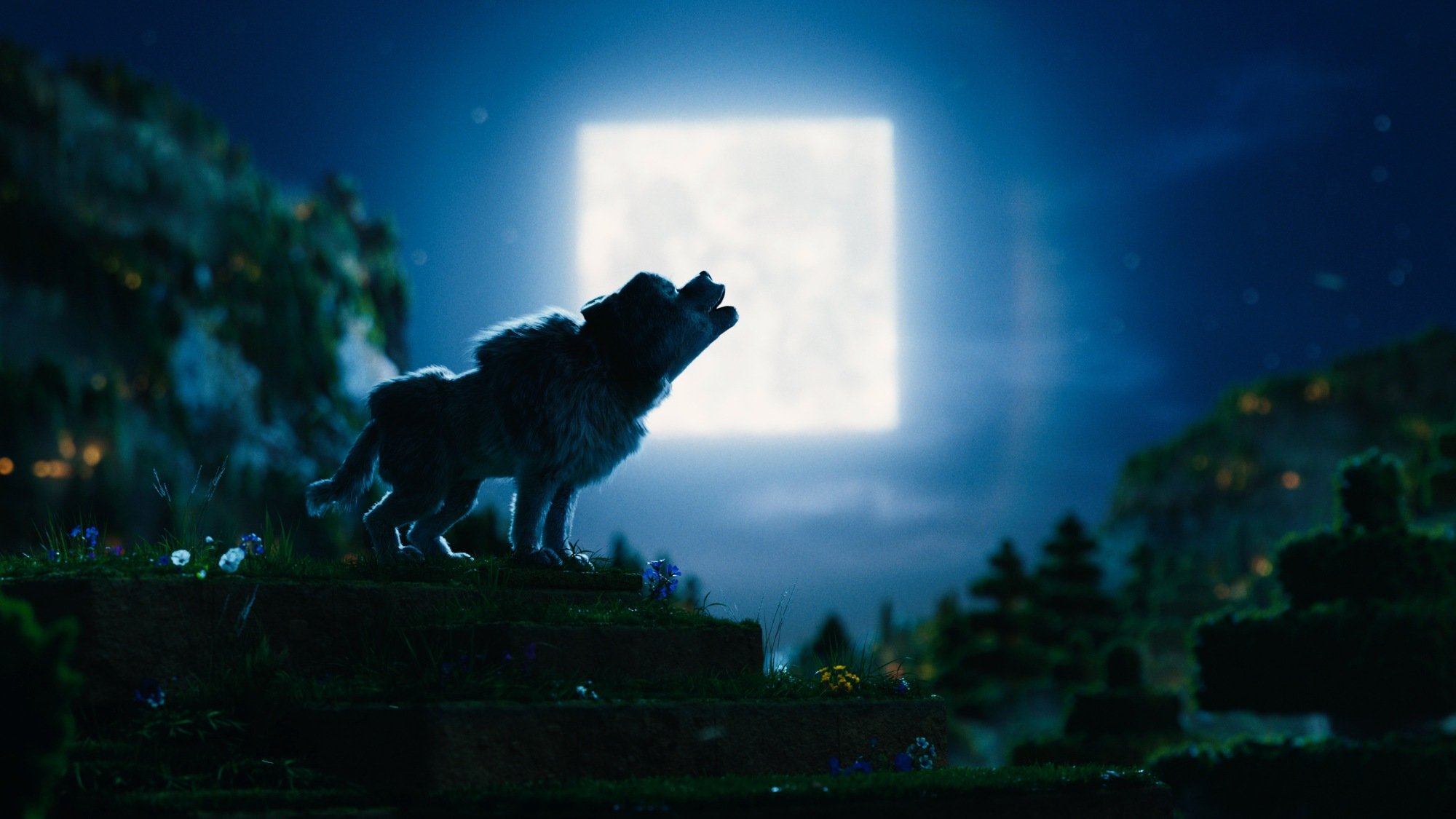 “Dennis” the Wolf in Warner Bros. Pictures’ and Legendary Pictures’ “A Minecraft Movie,” a Warner Bros. Pictures release. 