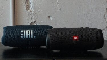 the jbl charge 5 speaker side by side with older jbl charge 3