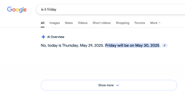Google showing an incorrect answer about the date