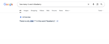google getting the number of r's in blueberry incorrect