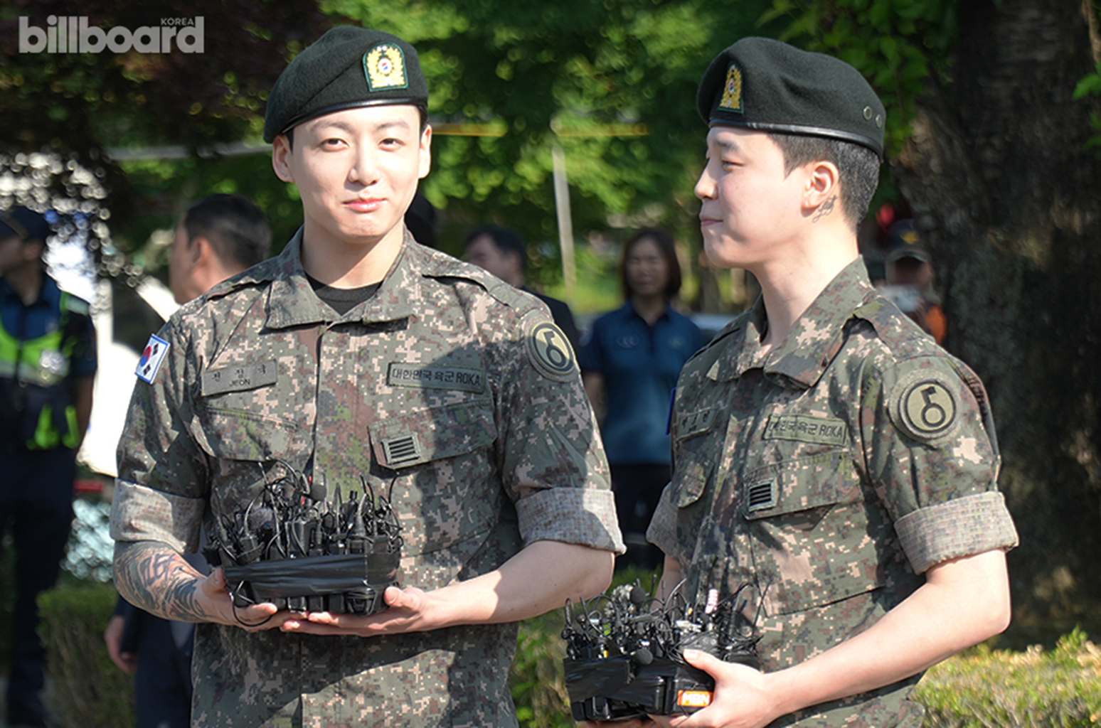 Jimin and Jung Kook of BTS appear in Yeoncheon, South Korea, after being discharged from mandatory military service on June 11, 2025.