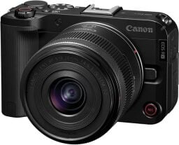 a canon camera with a 30mm lens