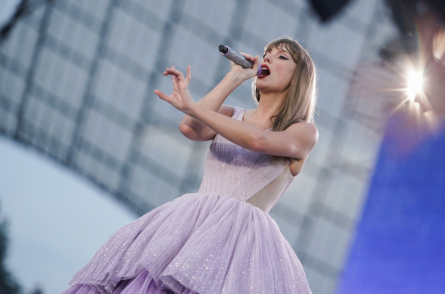 Taylor Swift performs onstage during "Taylor Swift | The Eras Tour" at Olympiastadion on July 27, 2024 in Munich, Germany.