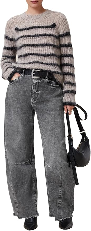 light and dark wash ae barrel jeans