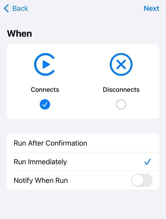 "run immediately" selected