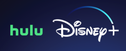 Hulu and Disney+ logos side by side with navy blue background