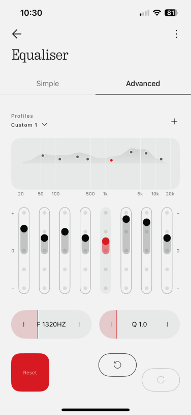 advanced equalizer screenshot from nothing app