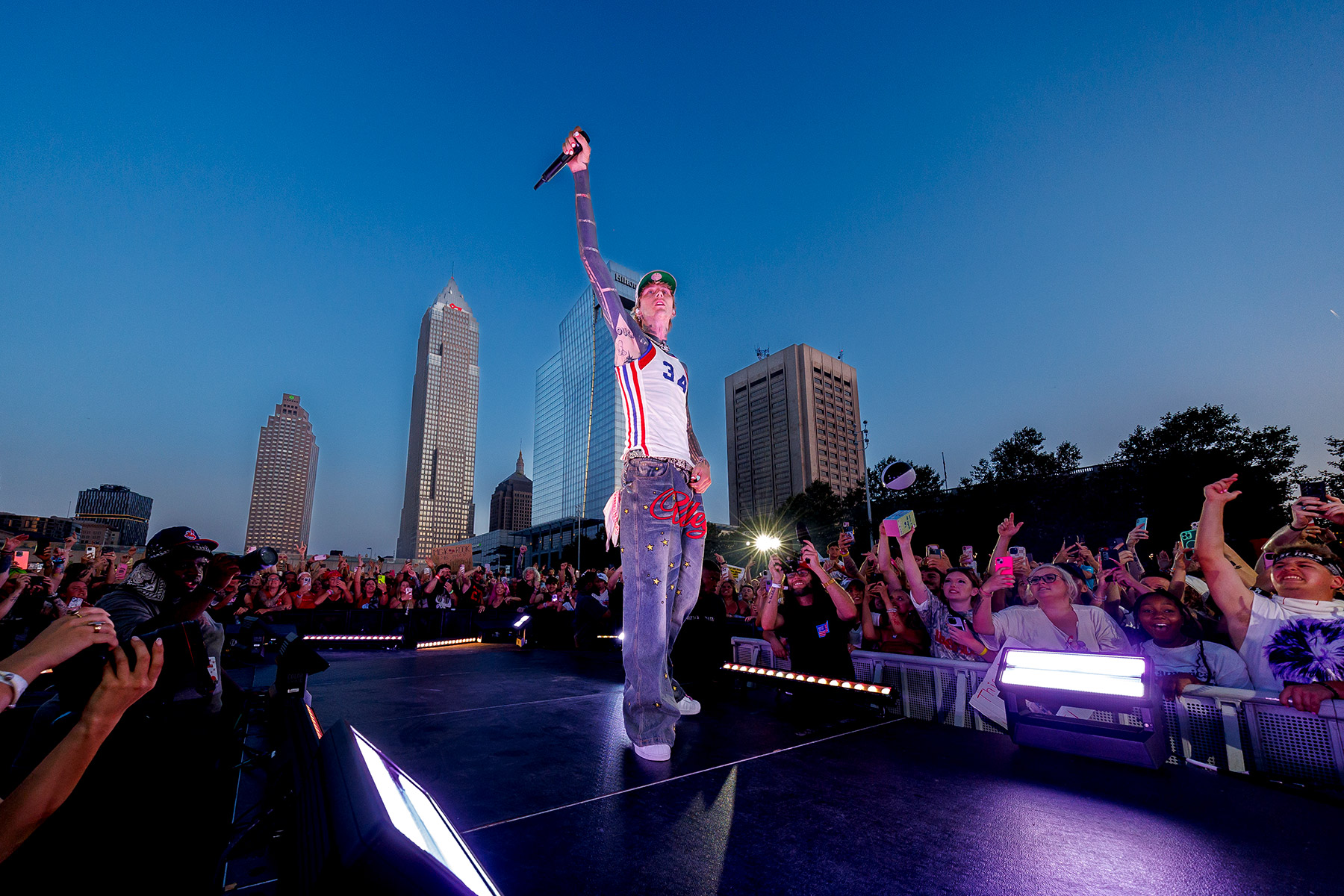 mgk performs onstage at "MGK Day" 2025 – Day 3 held at Mall C on August 10, 2025 in Cleveland, Ohio.