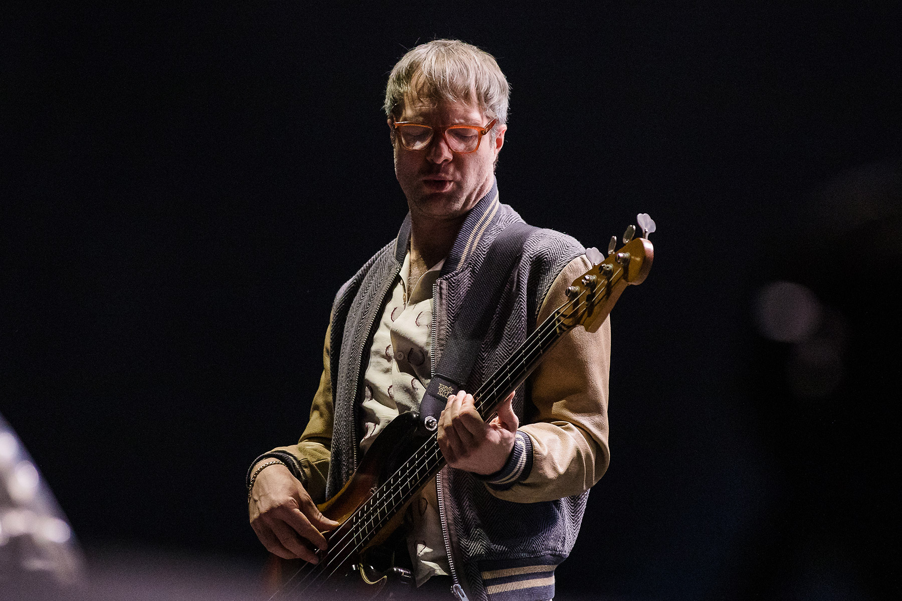 Mickey Madden of Maroon 5  performs live on stage at Allianz Parque on March 1, 2020 in Sao Paulo, Brazil.
