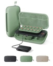 Belkin Nintendo Switch 2 Case w/Integrated 10,000mAh Power Bank Charger, Portable Hard Shell Protective Carrying Case with Pockets for AirTag, Game Cartridges for Travel - Sage