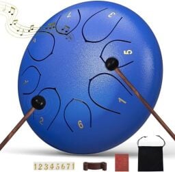 Steel Tongue Drum 6 Inch 8 Note Rain Drum - Outdoor Percussion Instrument with Mallets, Music Book & Soft Carry Pouch - Beginner Handpan Music Gift