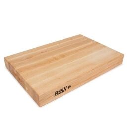 John Boos RA-Board Series Rectangular Wooden Maple Cutting Board 18”x12” - 2.25” Thick, 13-lb Reversible Butcher Block with Edge-Grain & Finger Grips - Made in the USA