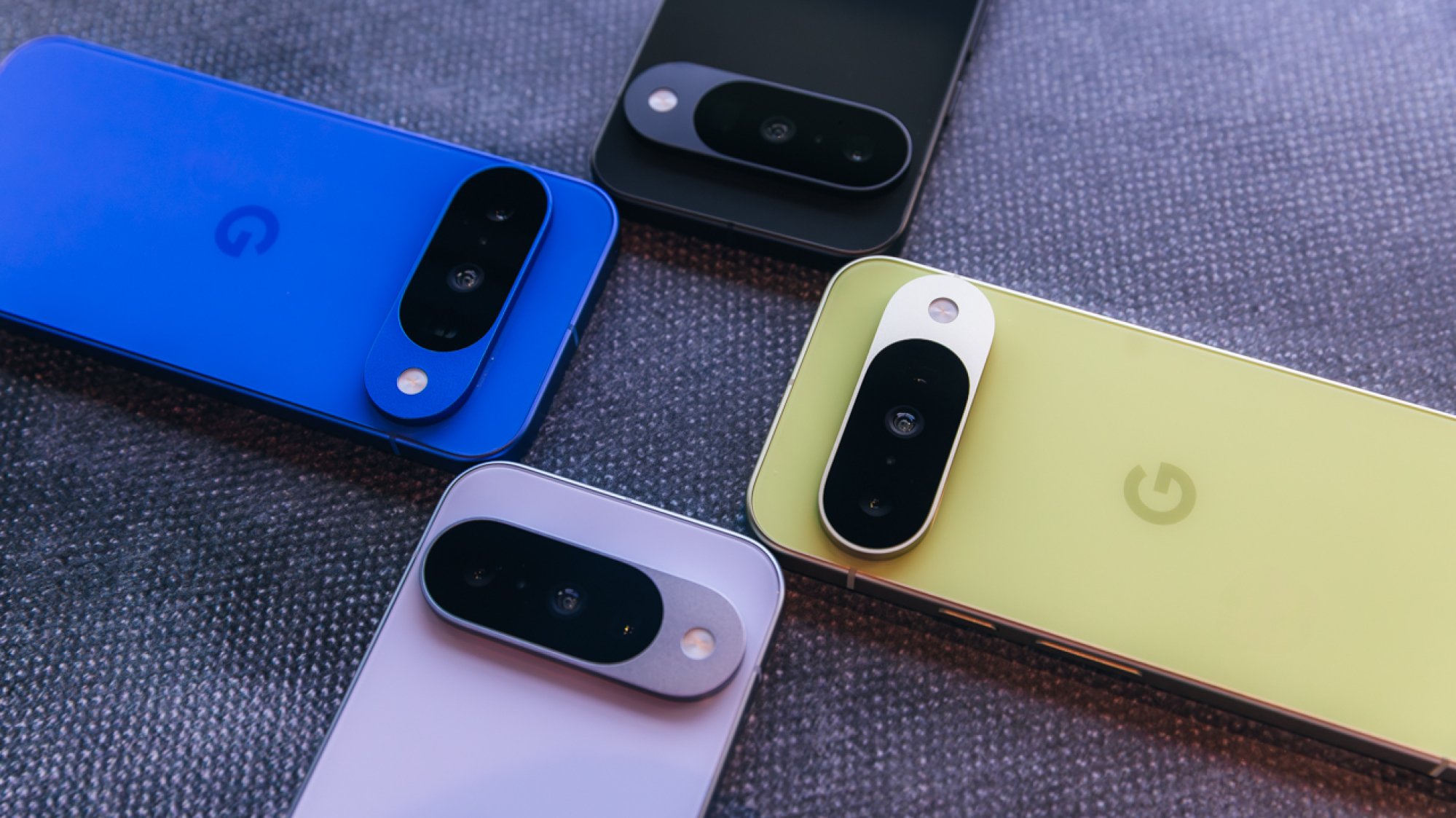 google pixel 10 smartphones arranged in a grid