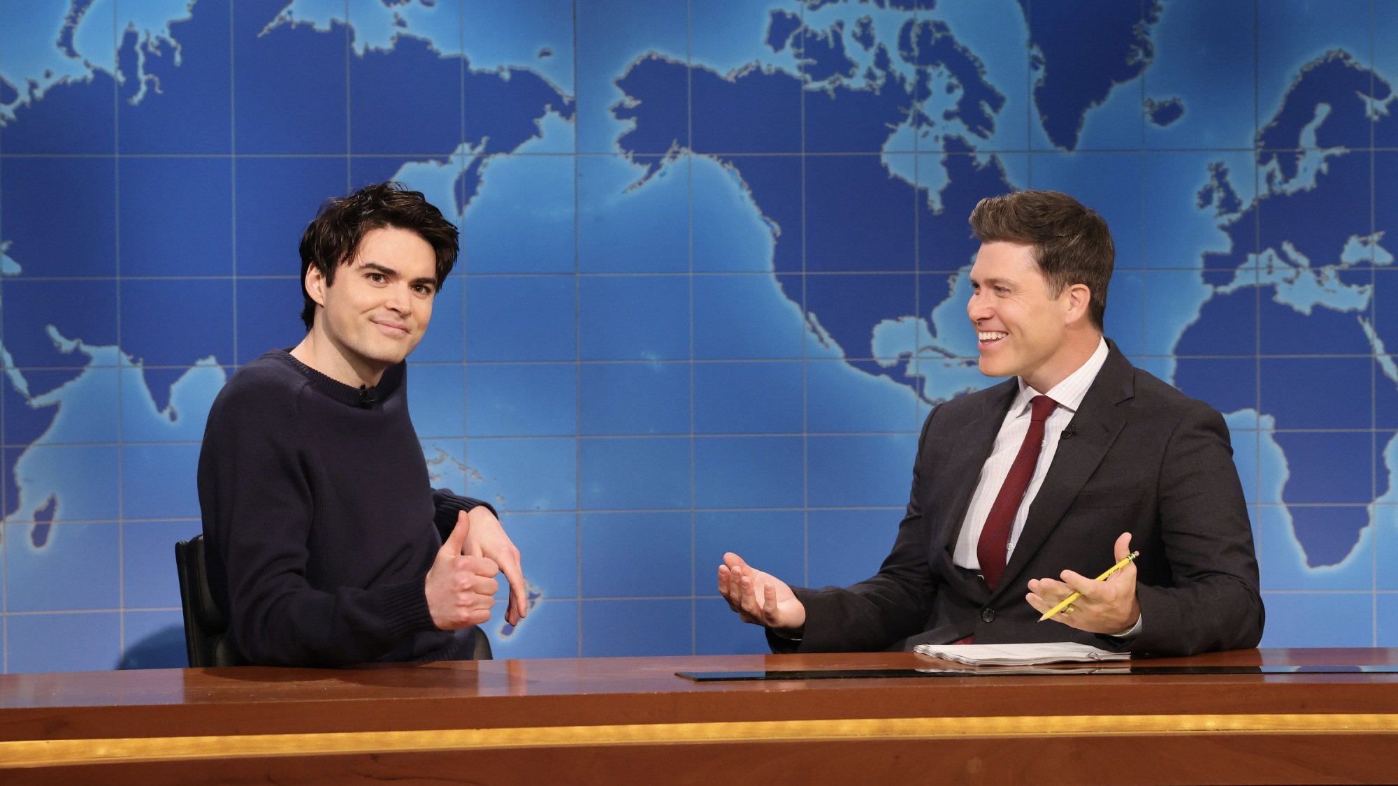 Michael Longfellow and Colin Jost on "SNL."