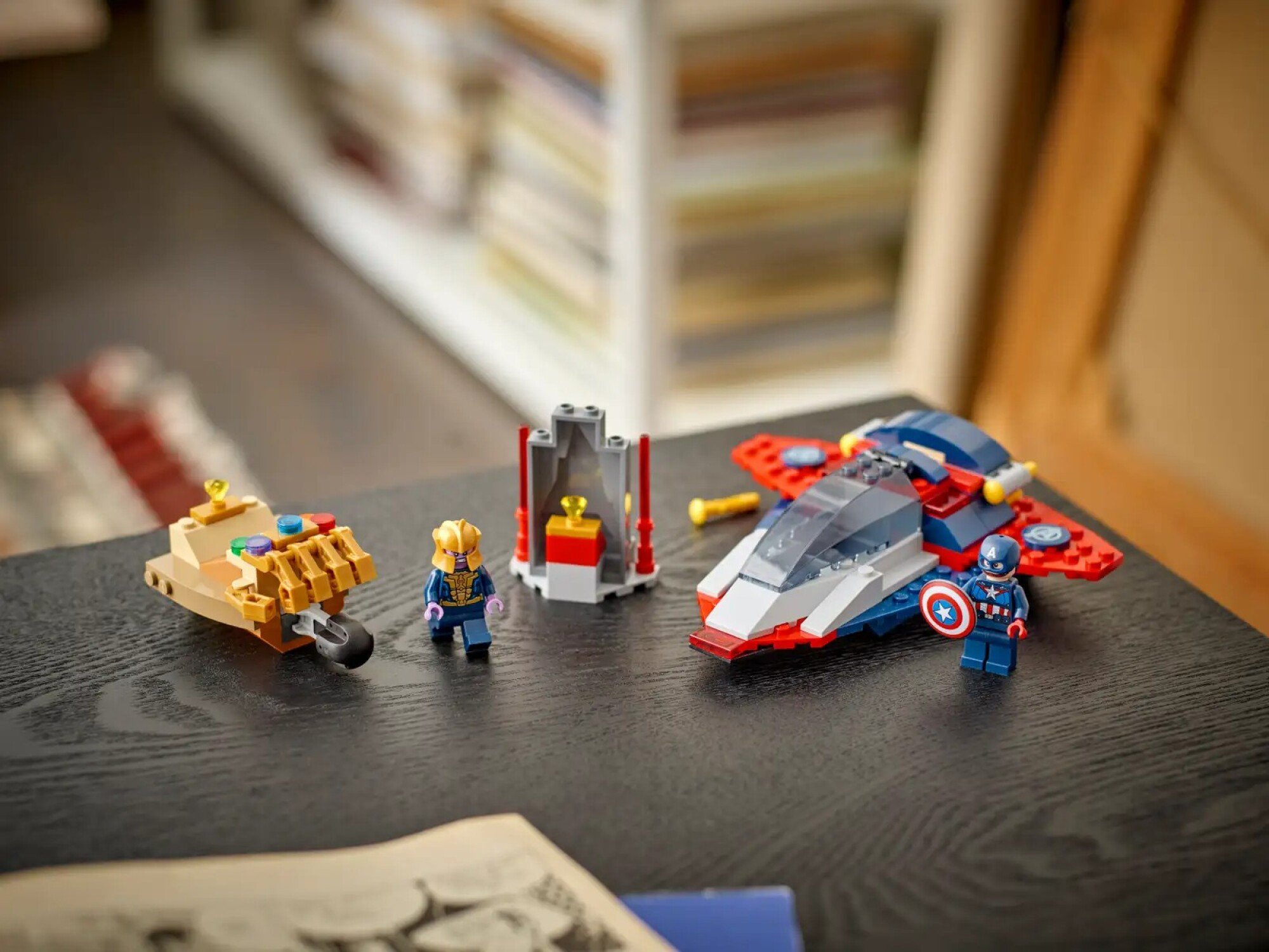 captain america vs. thanos lego set on a table