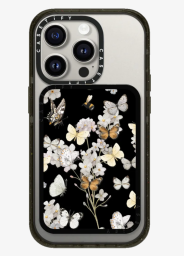 A floral magnetic cardholder attached to a phone case