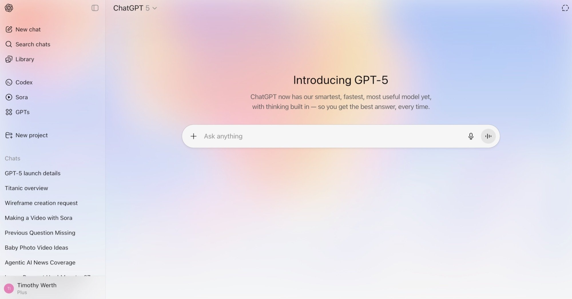the new chatgpt gpt-5 interface