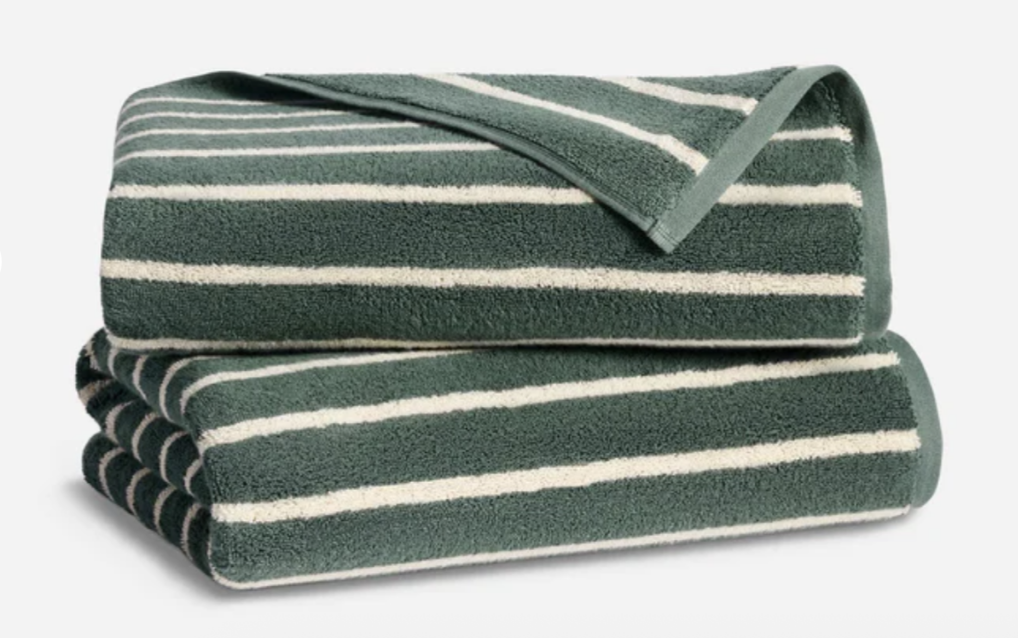 stack of green striped towels