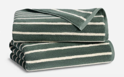 stack of green striped towels