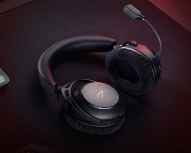 HyperX Cloud Alpha 2 gaming headset with microphone on desk