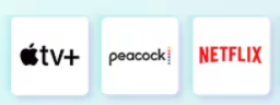 Apple TV+, Peacock, and Netflix logos side by side