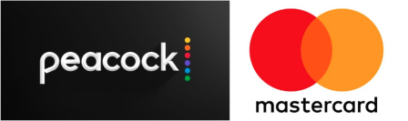 Peacock and Mastercard logos side by side