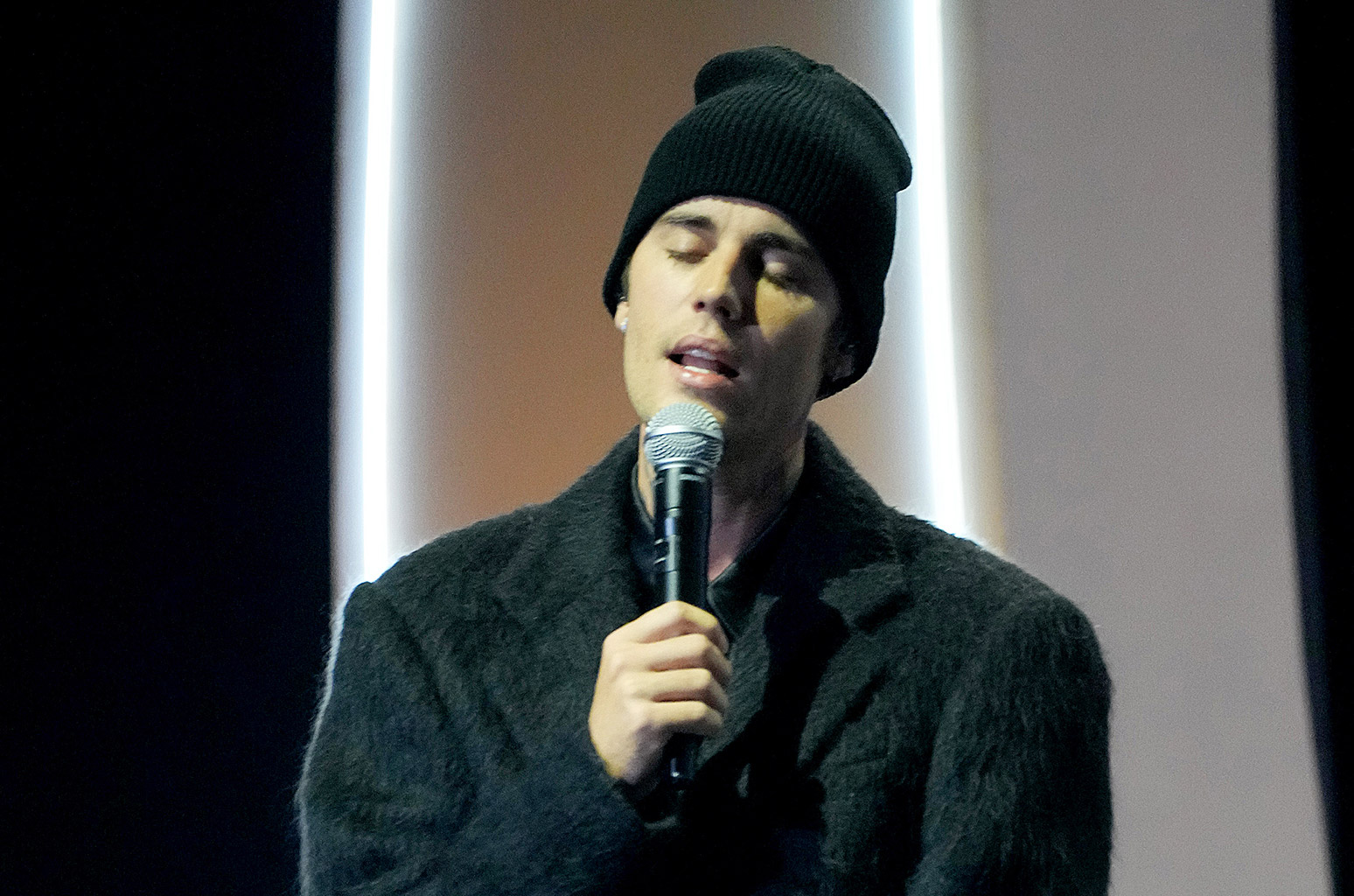 Justin Bieber performs onstage during Takeoff's Celebration of Life at State Farm Arena on November 11, 2022 in Atlanta, Georgia. (Photo by Kevin Mazur/Getty Images for TVG)