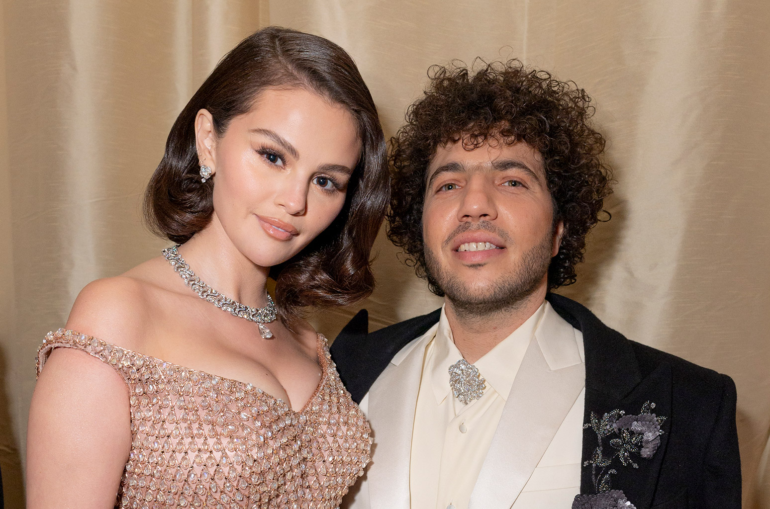 Selena Gomez and Benny Blanco attend the 97th annual Oscars at Ovation Hollywood on March 2, 2025 in Hollywood, California.