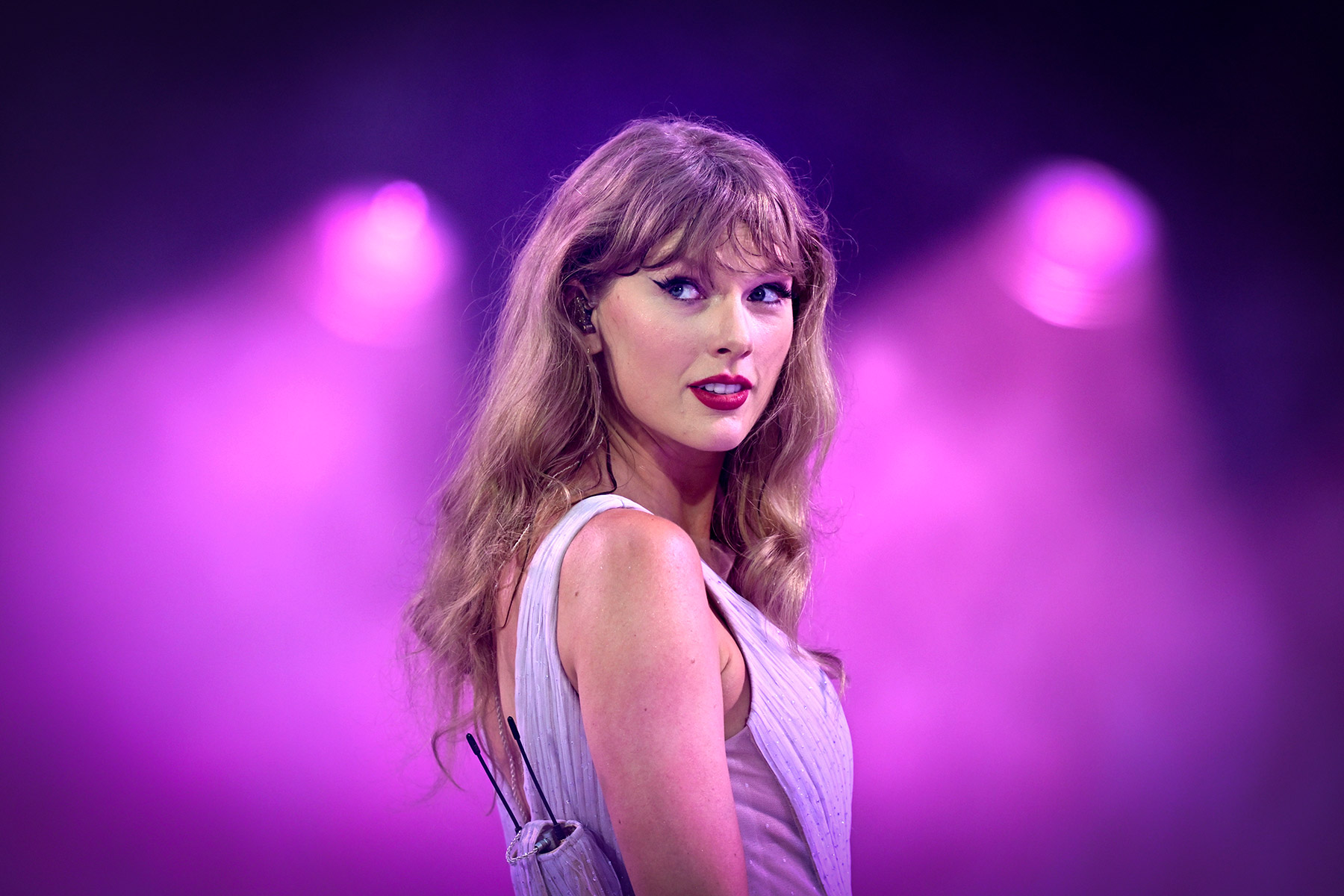 Taylor Swift performs onstage during "Taylor Swift | The Eras Tour" at Wembley Stadium on August 15, 2024 in London, England.