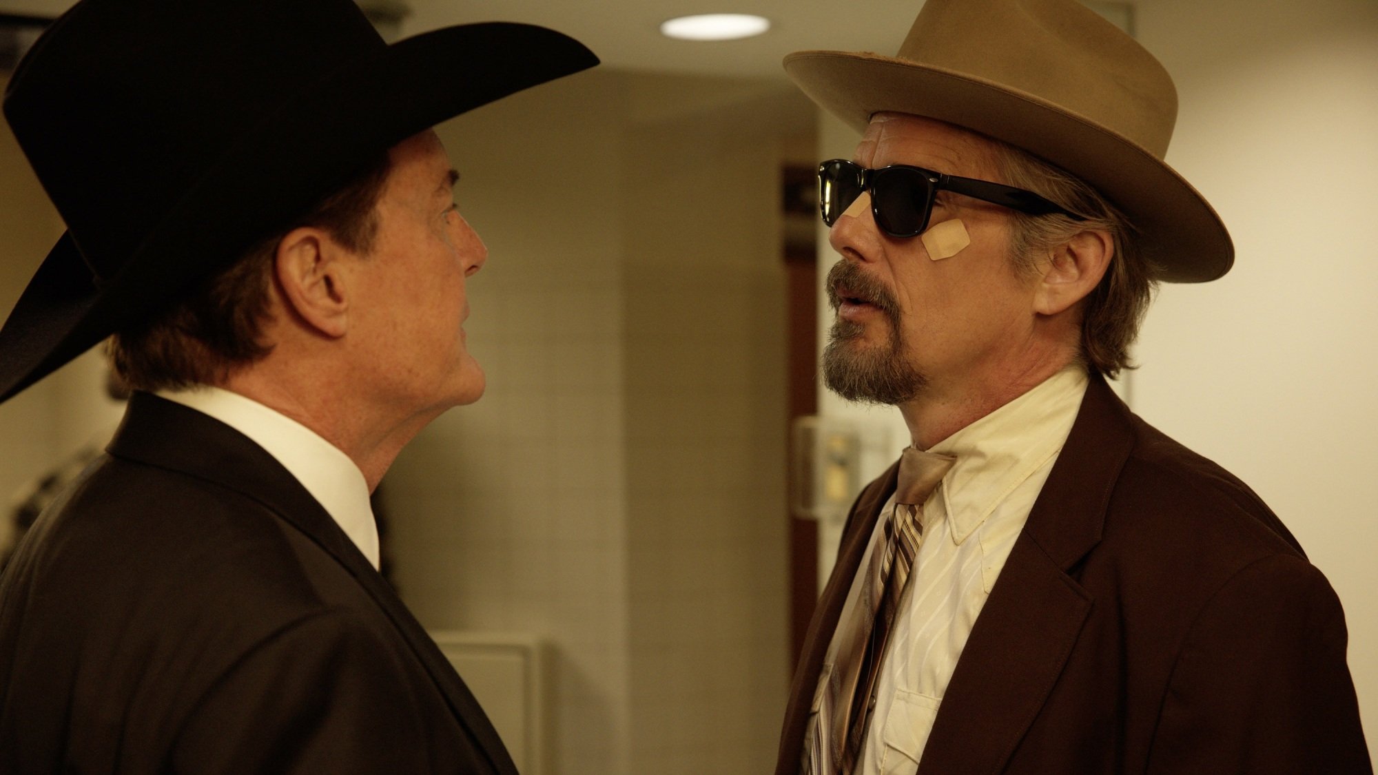 Kyle MacLachlan and Ethan Hawke in "The Lowdown."