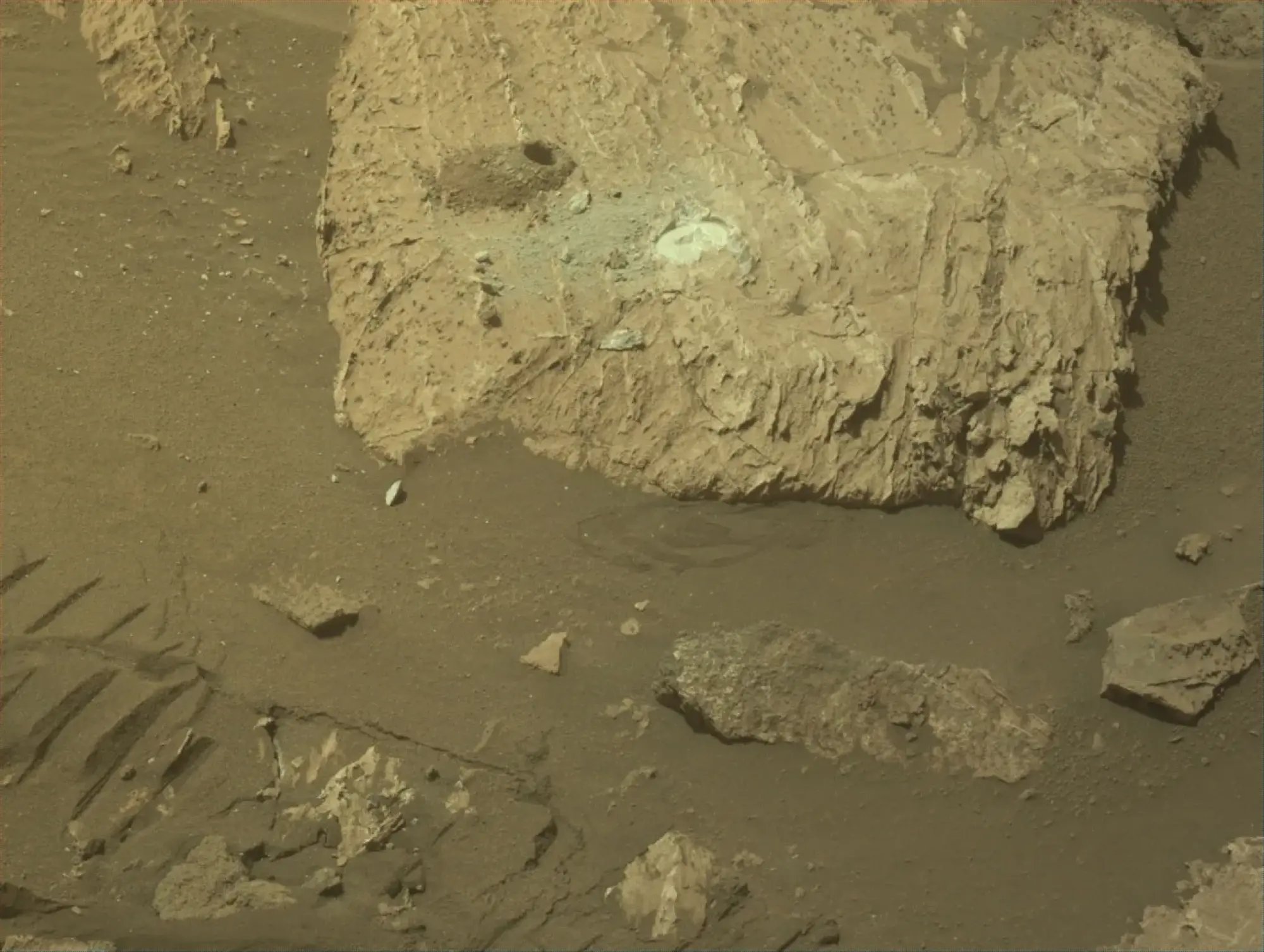 A rock sampled from Mars in July 2024 called Sapphire Canyon.