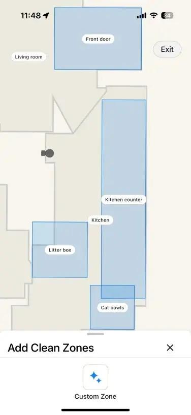 Labeled rooms within robot vacuum home map created in Roomba Home app