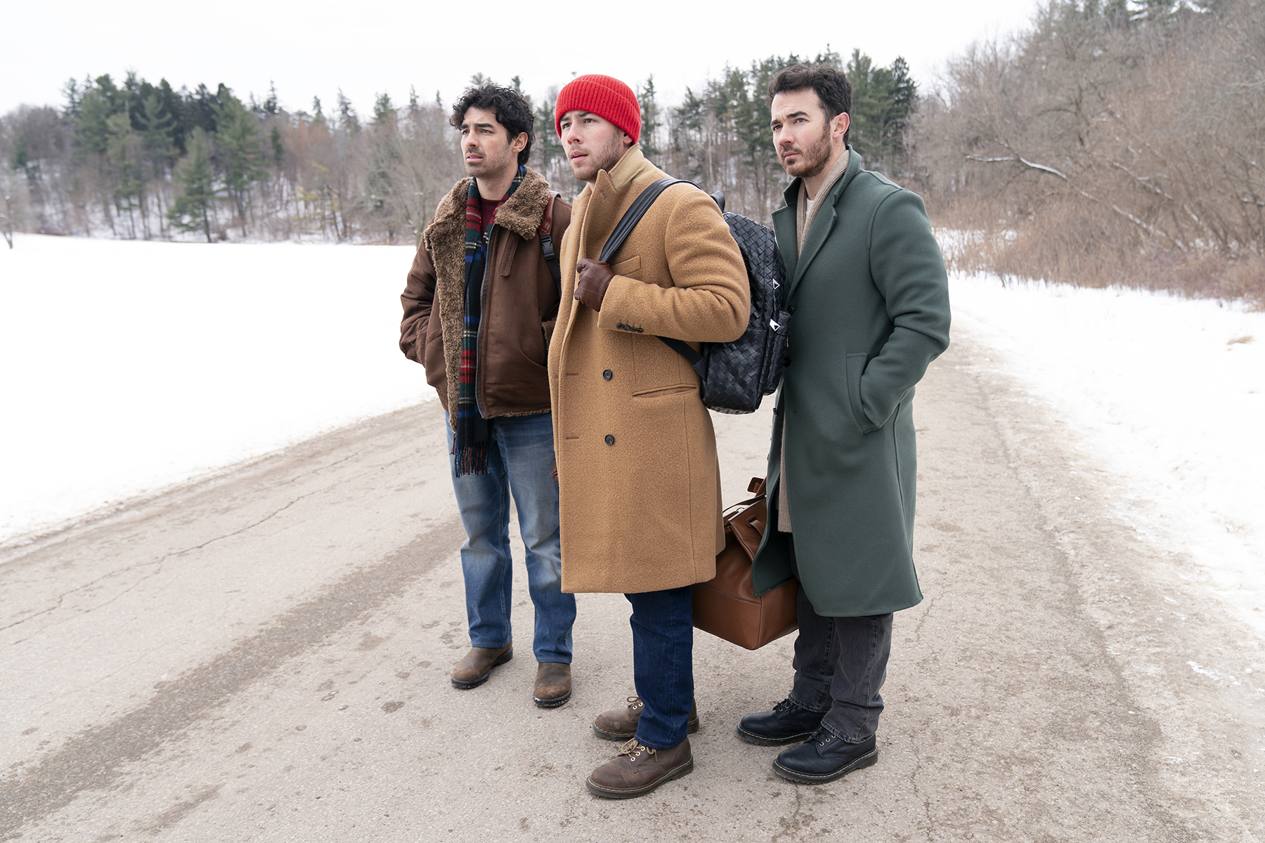 Joe Jonas, Nick Jonas and Kevin Jonas in A Very Jonas Christmas.