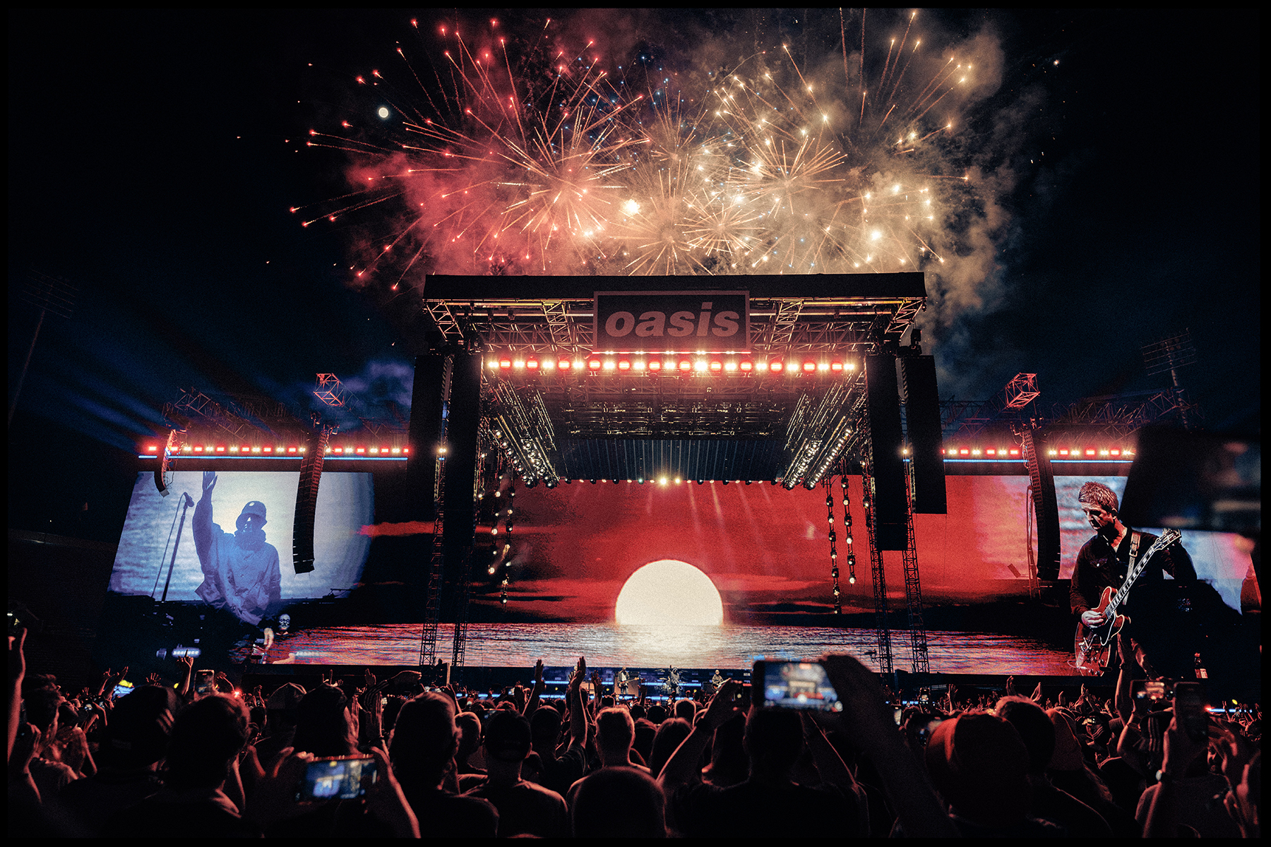 Oasis perform at the Rose Bowl in Pasadena, California, on Saturday, Sept. 6