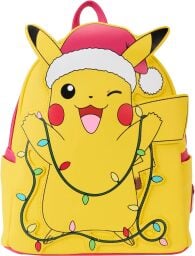 Loungefly mini backpack featuring Pikachu wearing Christmas lights
